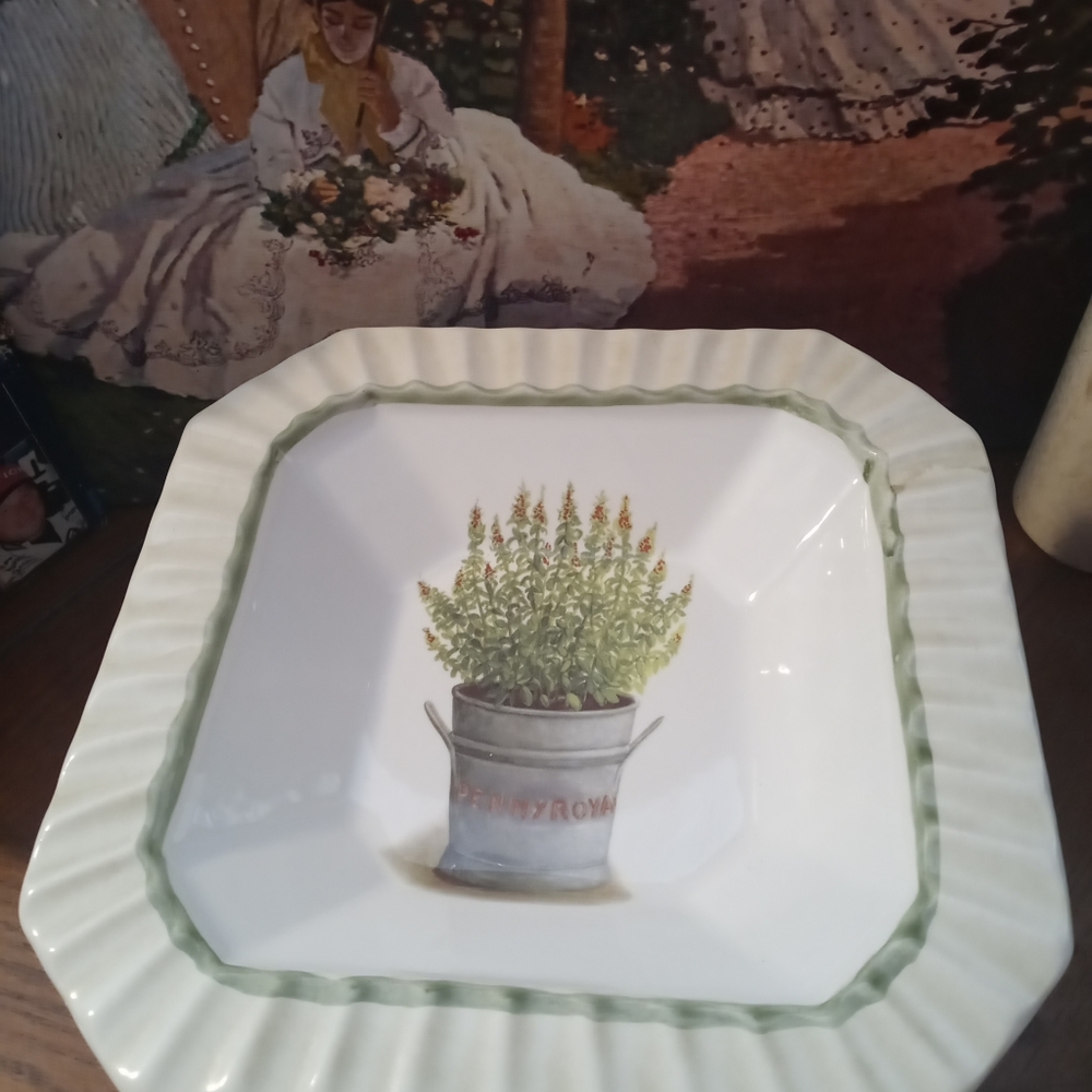🇮🇹 4 Ceramica Due Torri Italy Octagon🍱🎻Vintage Square Bowls Green,Gift It.🎁 - Picture 15 of 16